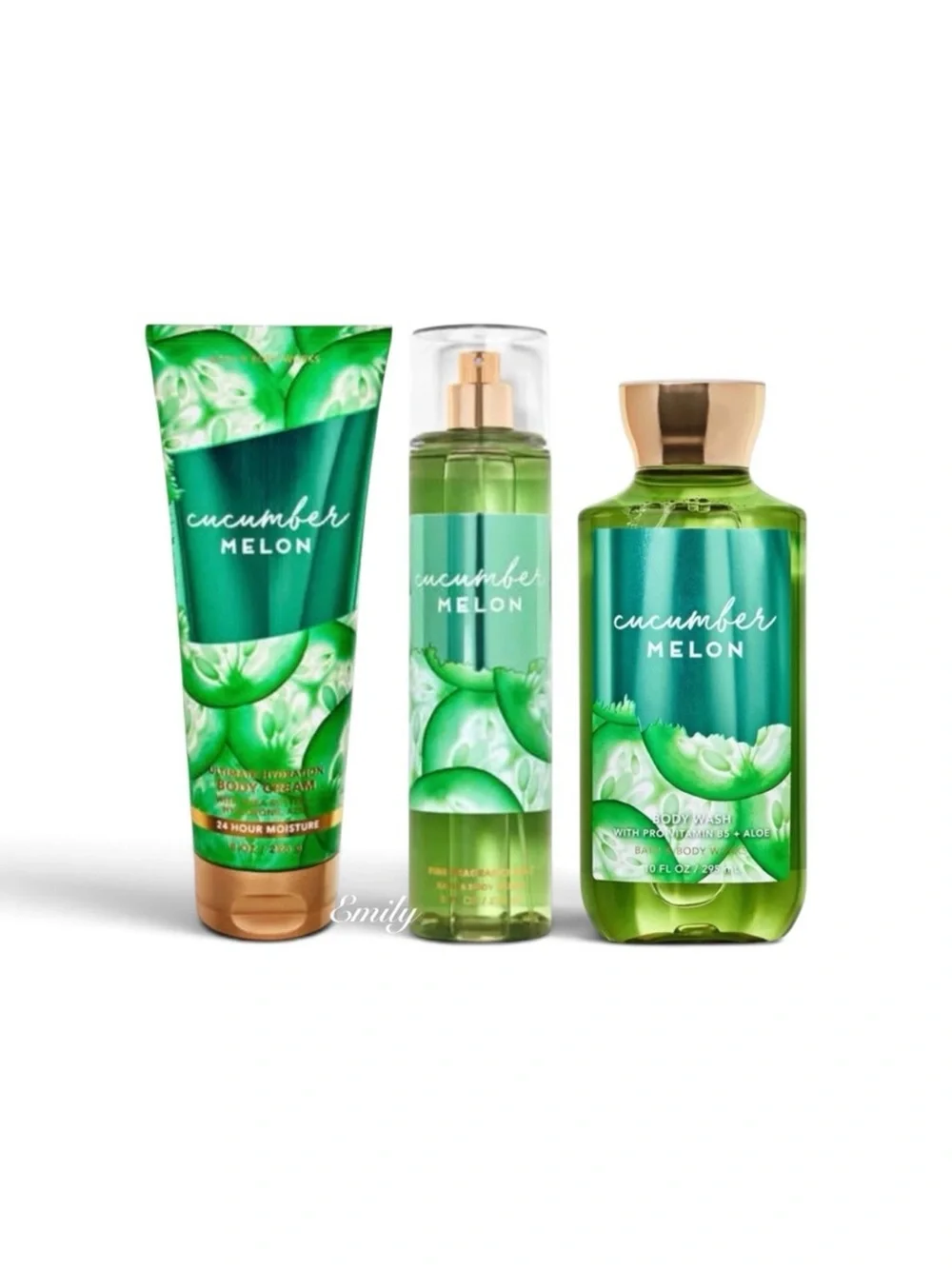 NEW 3-Pc Bath & Body Works CUCUMBER MELON Body Cream, Mist & Body Wash
